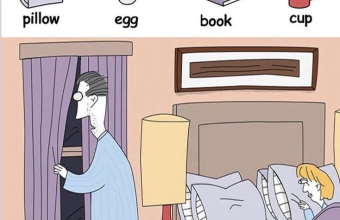 Find Book, Egg, Cup, Pillow