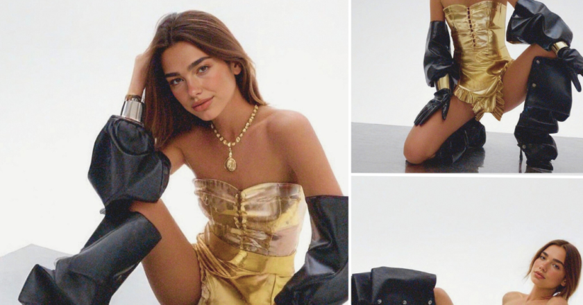 Dua Lipa Turns Up the Heat in Futuristic Gold Ensemble