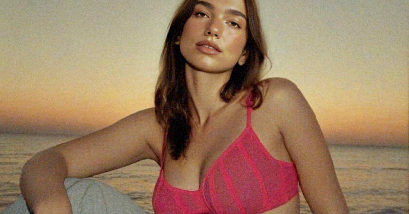 Dua Lipa Sets the Beach on Fire in Sunset Pink