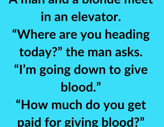 A man and a blonde step into the elevator together.