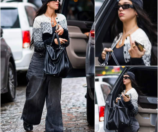 Dua Lipa Brings Back Big ’90s Wide Leg Jeans in Street Style Snap